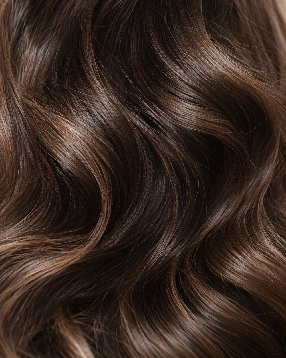 Close-up of softly flowing brunette waves